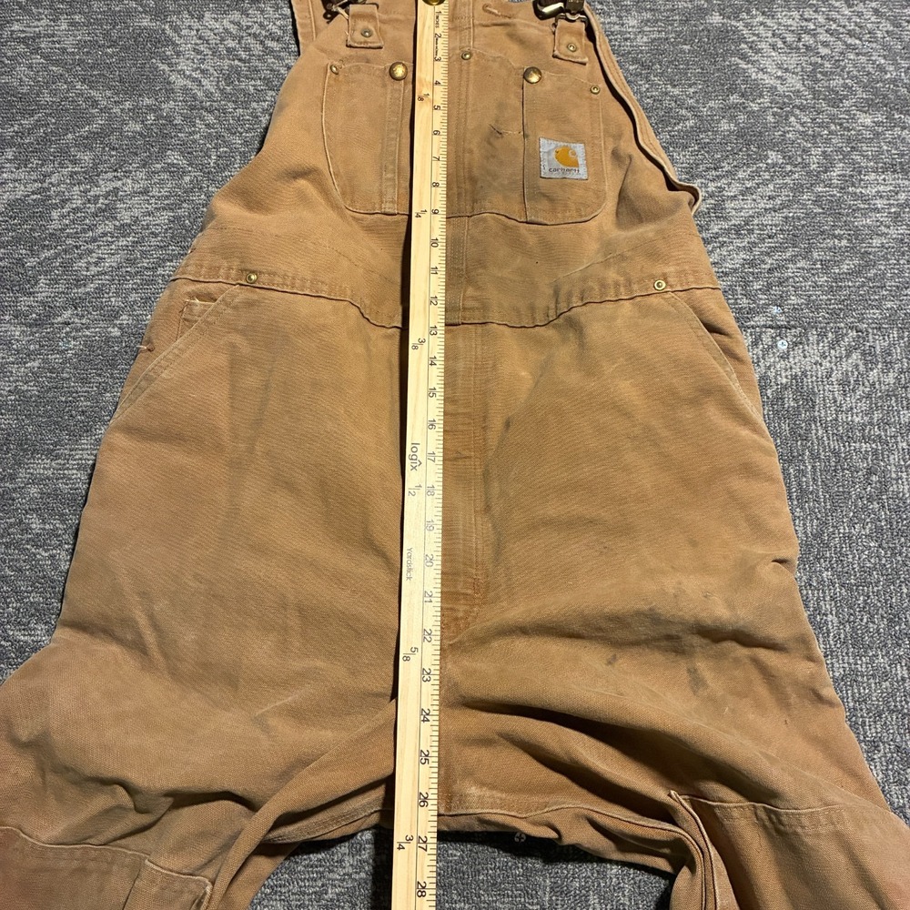 Carhartt Duck Bib Overalls Men's 42x28 Brown Unlined Workwear - Picture 3 of 11